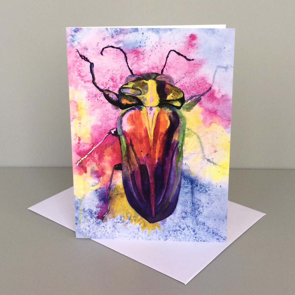 jewel bug vibrant art greeting card