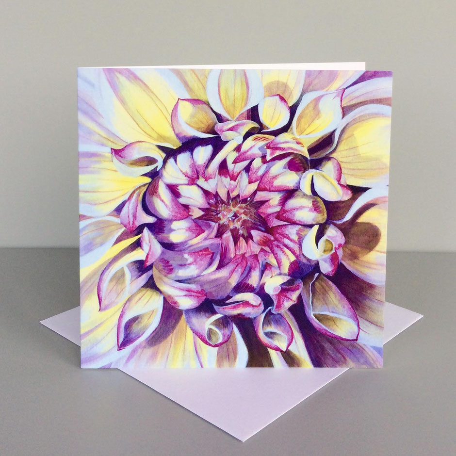 dahlia flower art card