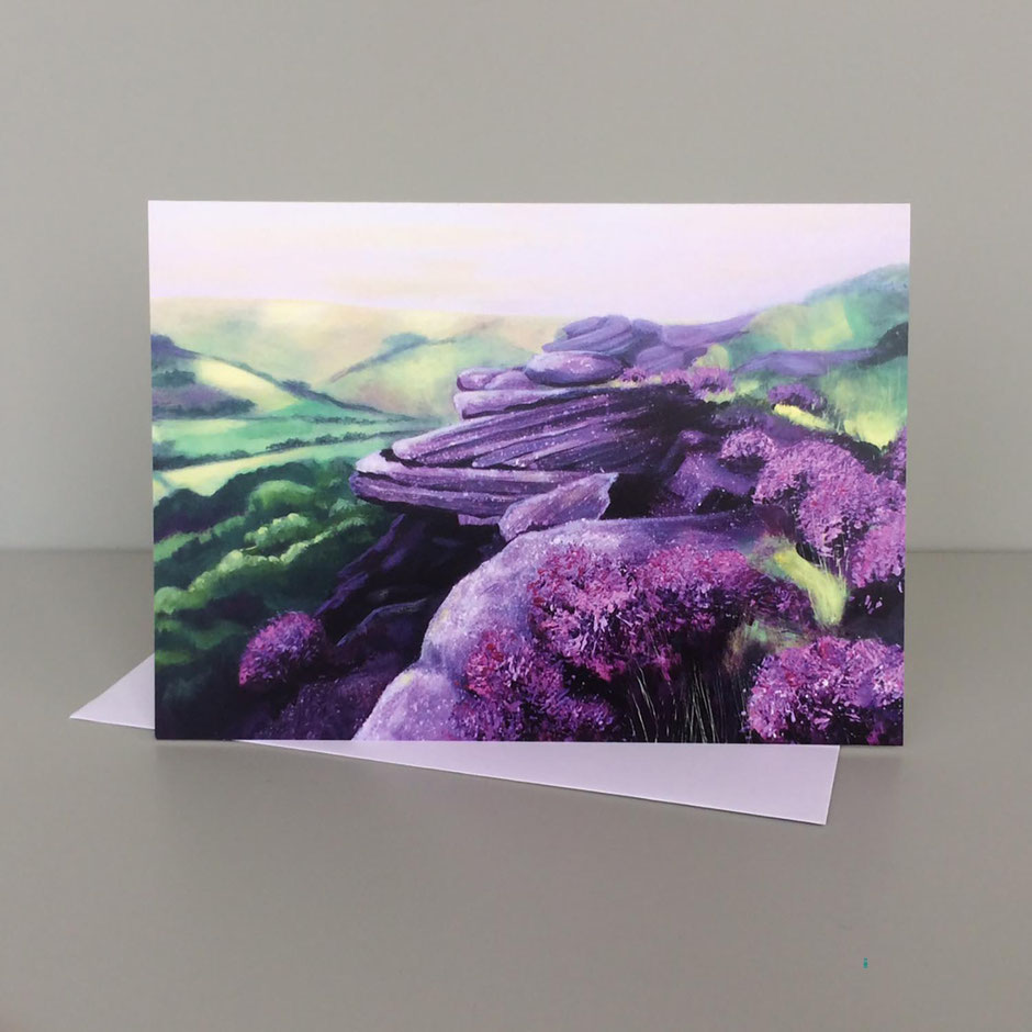 purple heather curbar edge art card