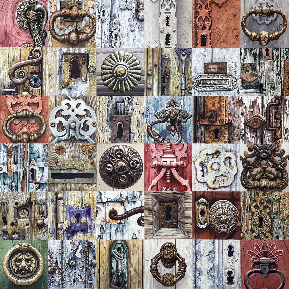 ‘aDOORnments’ a collection of french door knockers, doorknobs, escutcheons and other adornments.