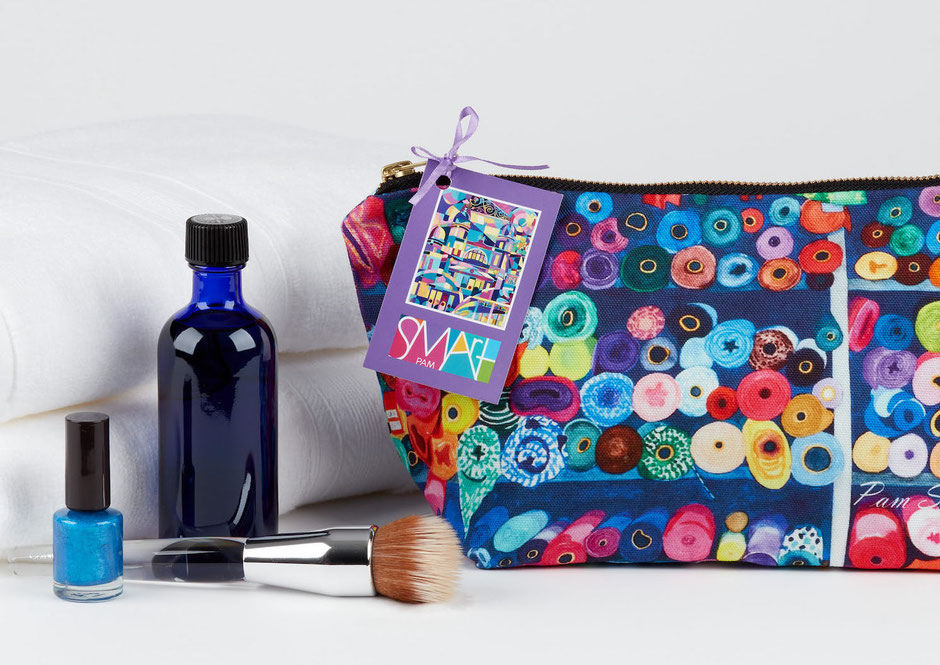 large cotton zip make-up bag