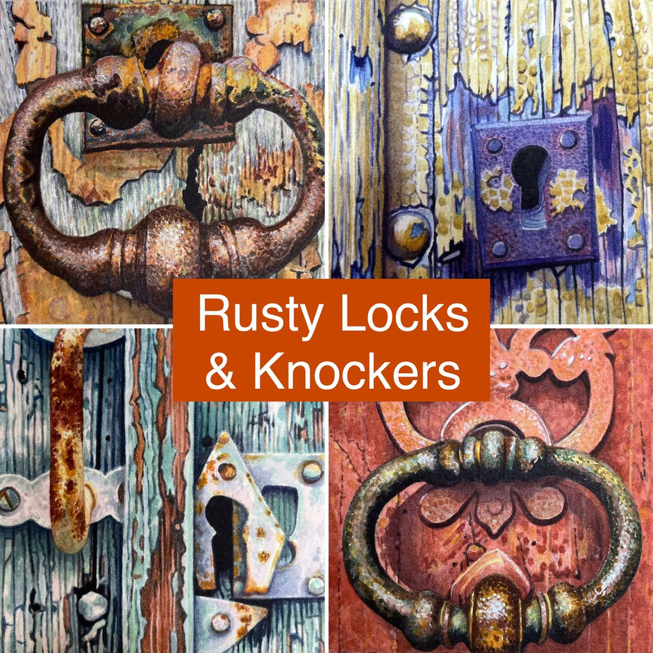 Rusty Locks and knockers watercolour workshop