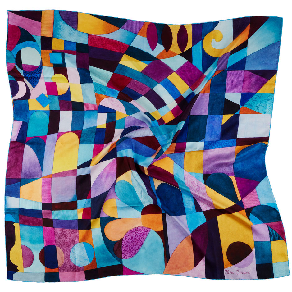 Architectural pattern designer square silk scarf