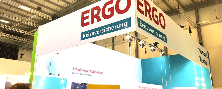 ITB-Messestand der neuen ERGO Reiseversicherung (ehemals ERV Europäische Reiseversicherung) 2019