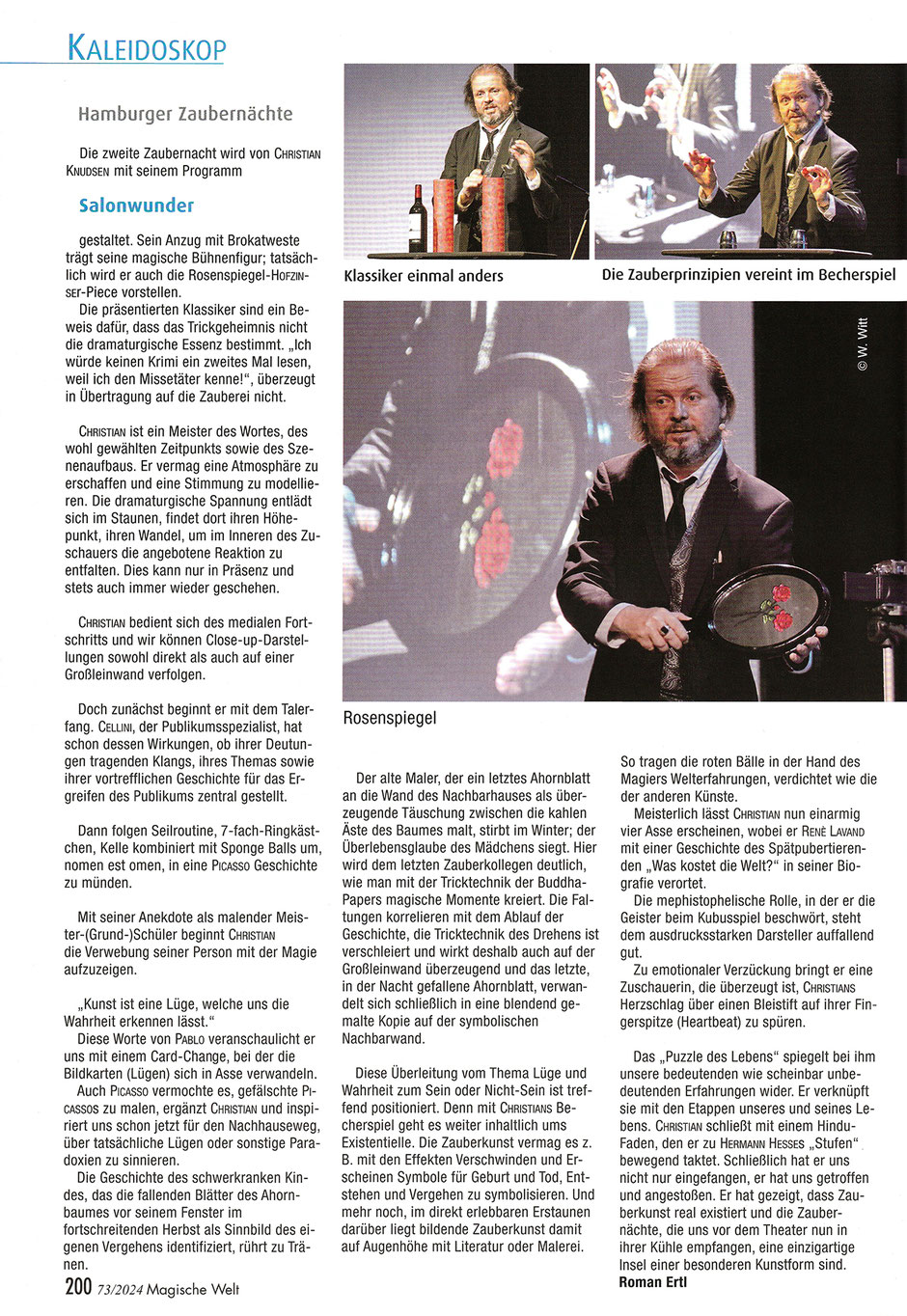 Artikel zum Soloprogramm "Salonwunder" im Sprechwerk Hamburg - Christian Knudsen, Zauberer in Hamburg