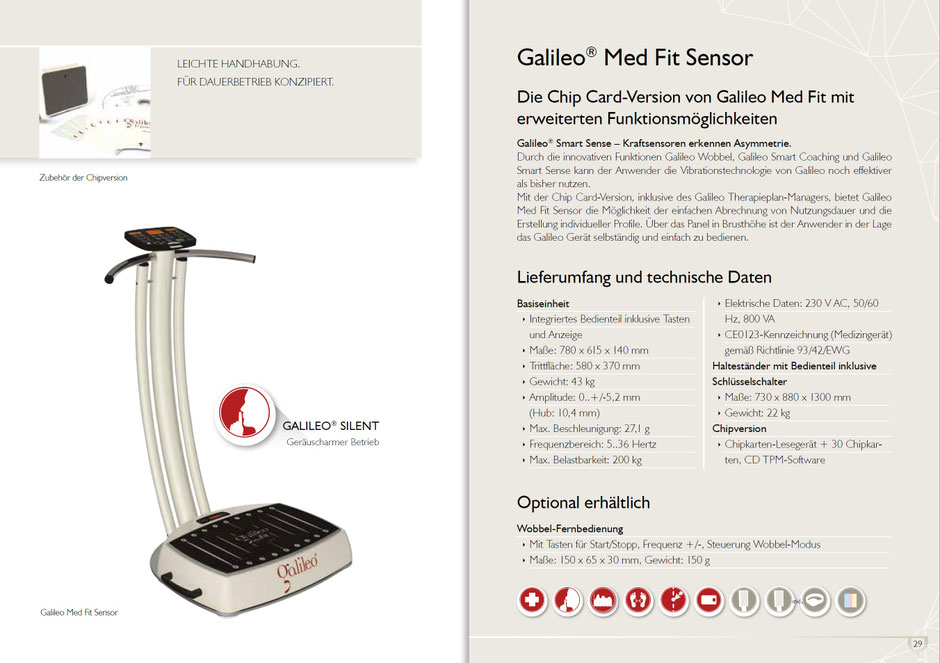 Galileo Vibrationsplatte Med Fit Sensor in weiß. www.vplatte.de
