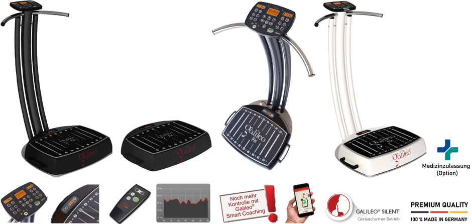 Vergrößern: Klick! Galileo Fit Standard, stationär und / oder mobile Wippe in schwarz oder weiß, Bedienpanel am Haltebügel, Display auf Wippe, inklusive Wobbelfunktion, Smart-Coaching, Galileo Training App, Silent Funktion u.v.m...