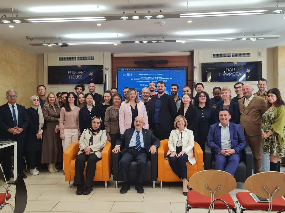 L-R front row: P Farshchi, A Behnam, A Vassallo, A Deidun. Back row: class 2025, mentors and speakers 