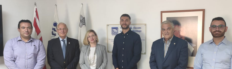 L-R: Prof A Deidun, Pro-Rector Prof J Cacciattolo, Ms A Vassallo, Prof L Cassar, Mr Ede Kossári-Tarnik (EMB2022 awardee) and Mr J Cauchi (EMB2021 awardee). 