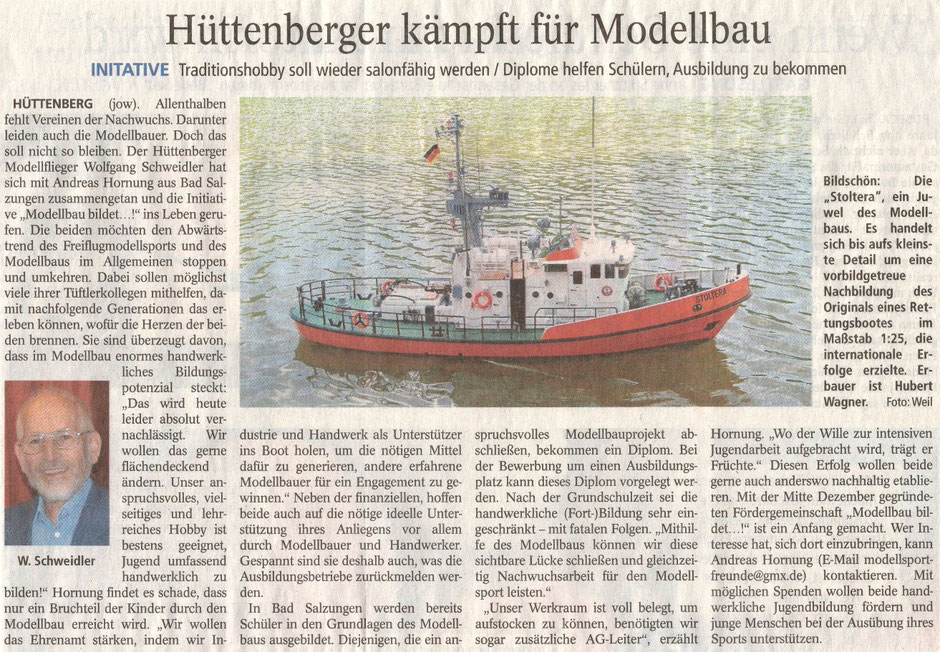 Hüttenberger kämpft für Modellbau