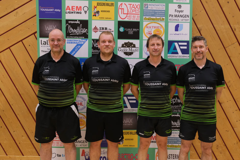 Vu lénks no riets: Frank Schoellen, Yannick Zuidberg, Luc Mousel, Christian Beaume