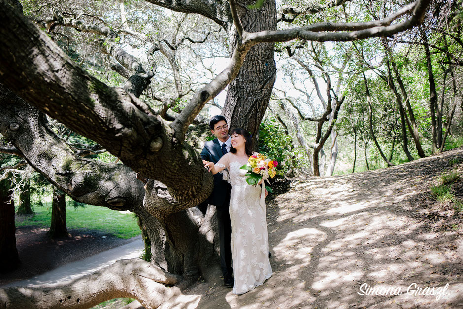 The day before when we went to see the location I spotted these Californian oaks which I knew would be perfect for the couples shots.