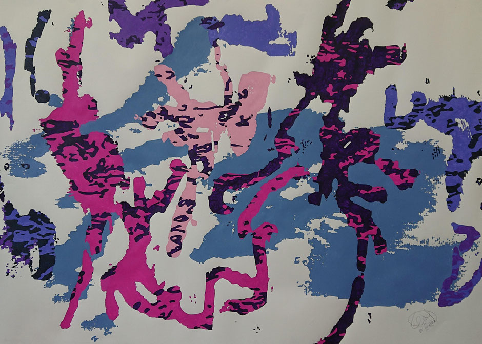 "Birds of a Feather " (2022) Sennelier Abstrakt Acryl ink on 140 g/m³ You Gampi universal paper . 140 x 100 cm