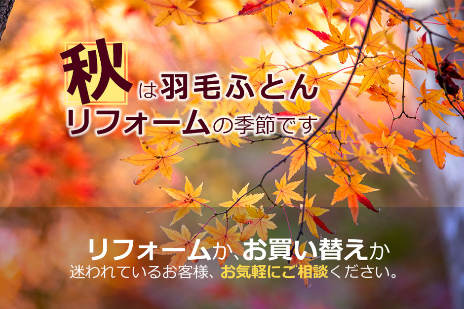 傷んだ羽毛ふとんは買い替え？ご相談ください。リフォームで使えると思います