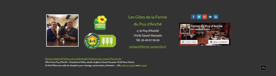 bas du site des gîtes de la ferme du Puy d'Anché réalisé par e-cime.fr