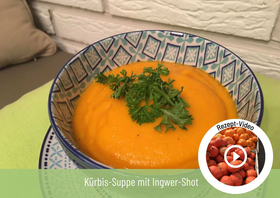 Anti-kalte-Hände-Kürbis Suppe mit Ingwer Shot
