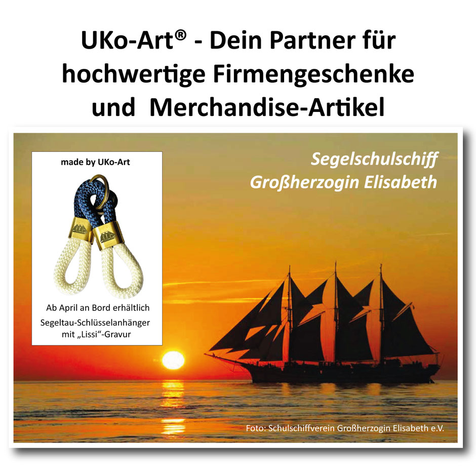 Mit großer Freude durften wir für den Schulschiffverein Großherzogin Elisabeth e.V. die wunderbaren Schlüsselanhänger fertigen. Die "Lissi" liegt im Heimathafen in Elsfleth vor Anker. 