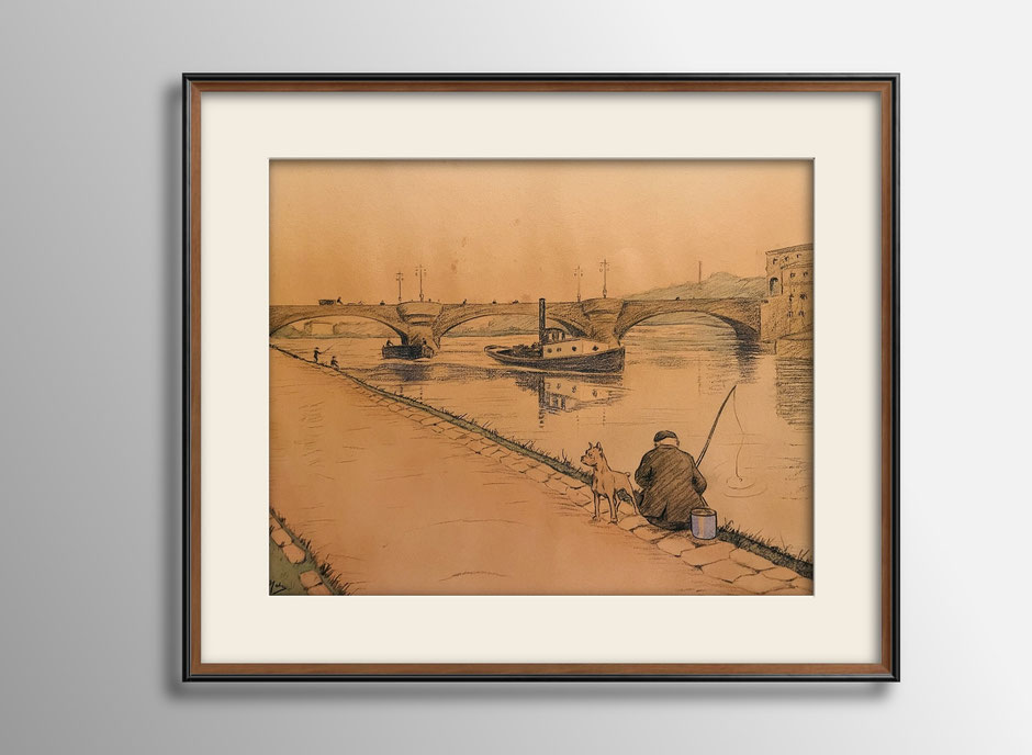 Original Malerei von Hermann Haber (1885-1946 Auschwitz) Partie an der Ruhranlage - Sammlung MMKM Museum Moderne Kunst Mülheim