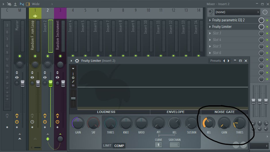 Noise gate effects loop