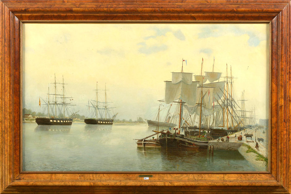 te_koop_aangeboden_een_havengezicht_van_de_kunstschilder_nicolaas_riegen_1827-1889_hollandse_school_19de_eeuw