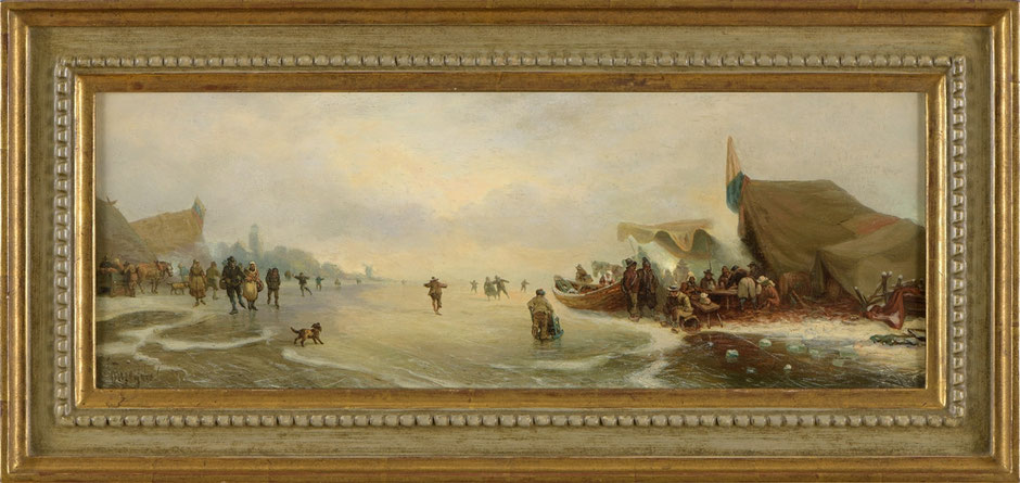 te_koop_aangeboden_een_schilderij_met_een_winterlandschap_van_carl_hilgers_1818-1890_dusseldorfer_schule_"winterplezier_in_nederland"_en_is_te_koop_bij_kunsthandel_martins_te_wolvega