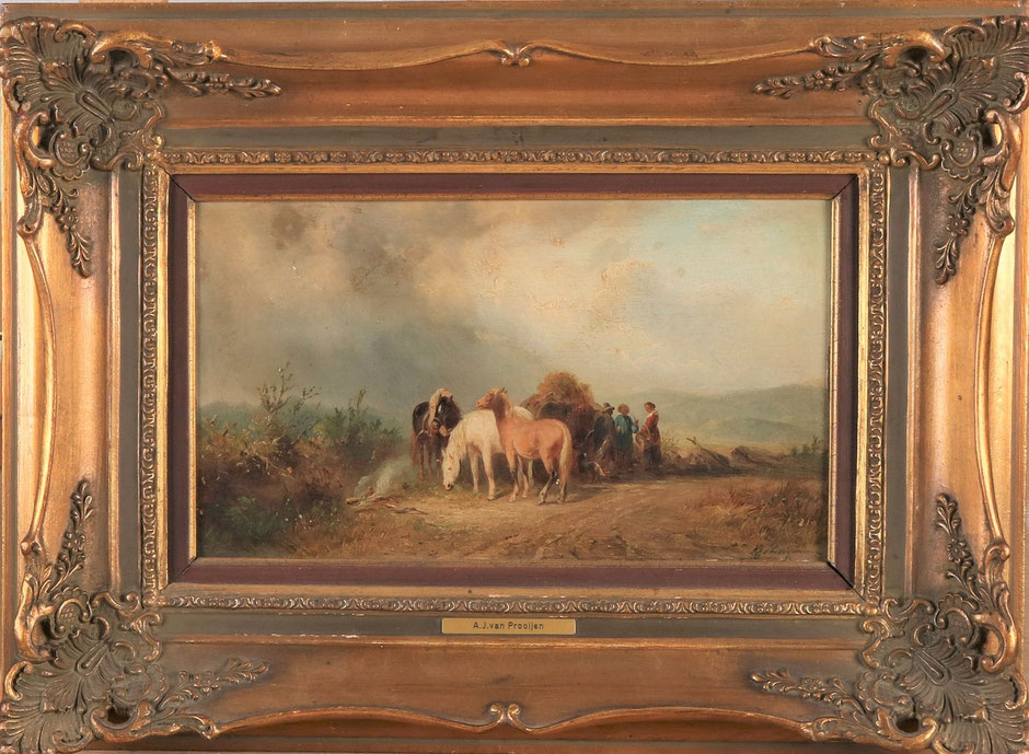 te_koop_aangeboden_een_schilderij_met_paarden_en_figuren_van_de_nederlandse_kunstschilder_albert_jurardus_van_prooijen_1834-1898_hollandse_romantiek_19e_eeuw