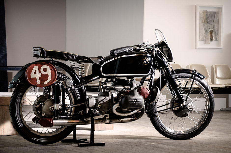 Georg Schorsch Maier TT Isle of Man bike BMW 500 Kompressor from 1939 photographed in a studio