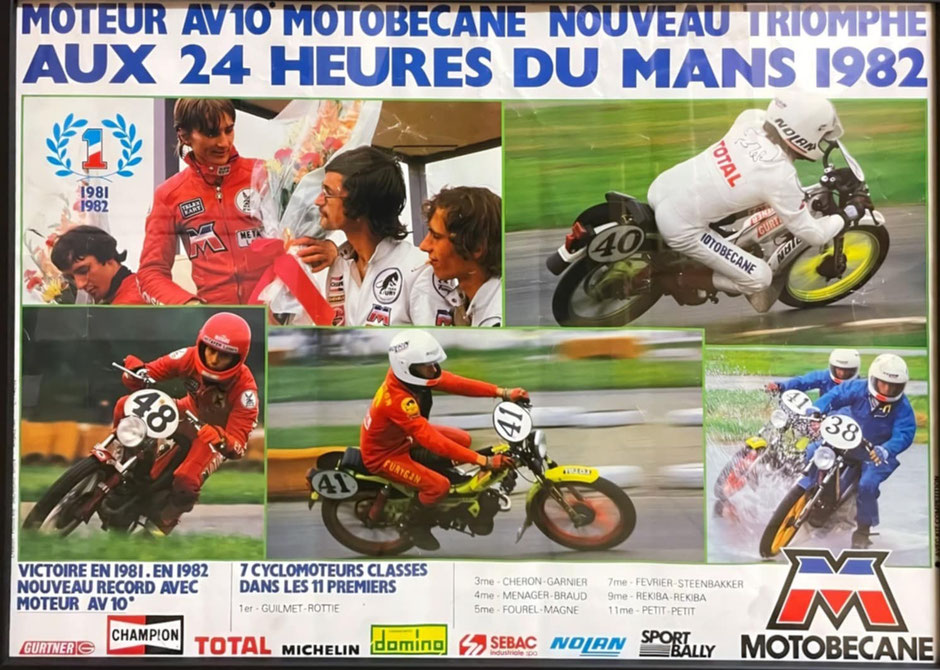 Publicité MOTOBECANE de l'époque suite à sa victoire à l'épreuve de 1982 - (Merci Théo)