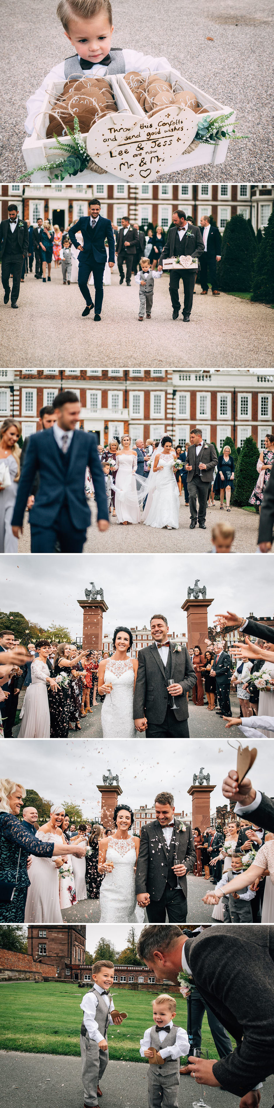photographs of a confetti throw on the drive at Knowsley hall