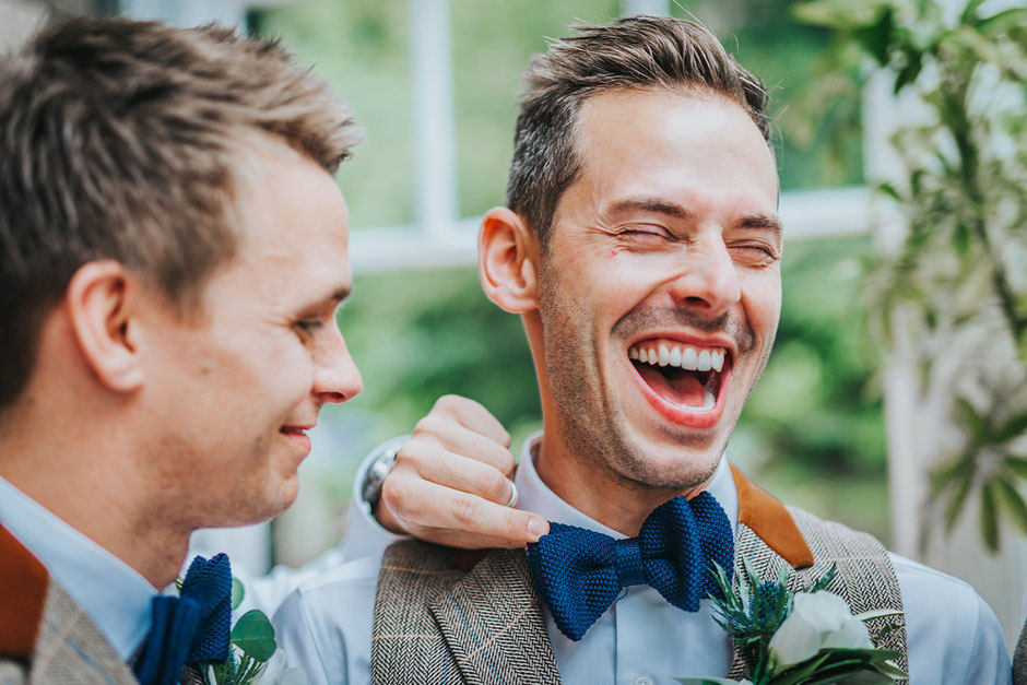 groomsmen having fun in the Lake District.