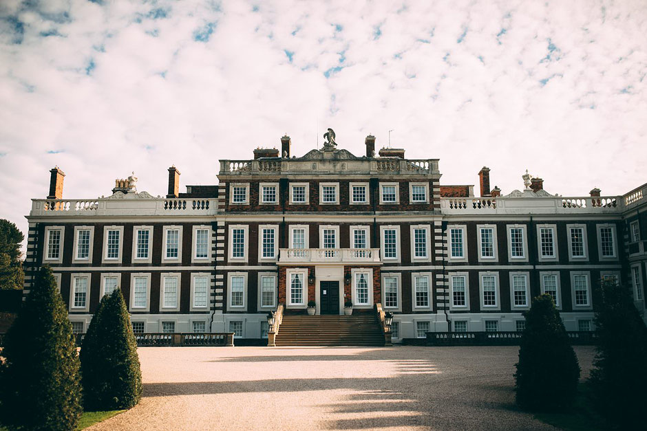 photograph of the front of Knowsley hall from the driveway