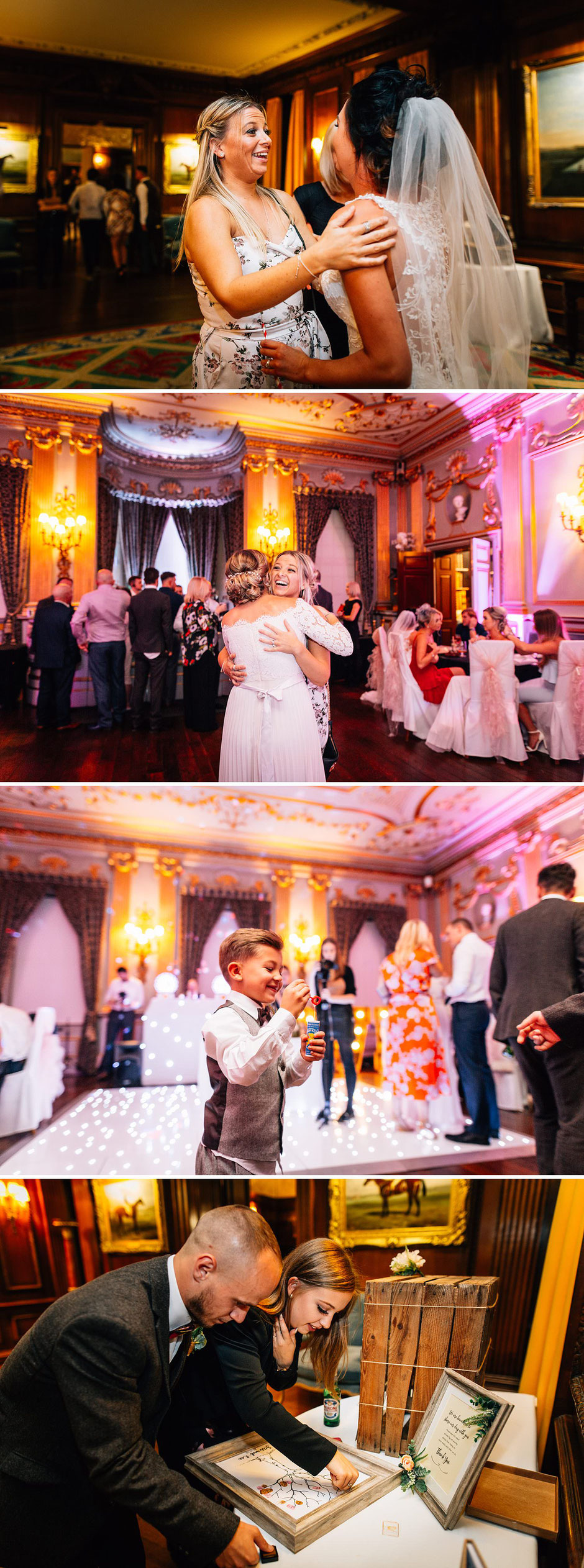 collection of photographs from an evening wedding reception