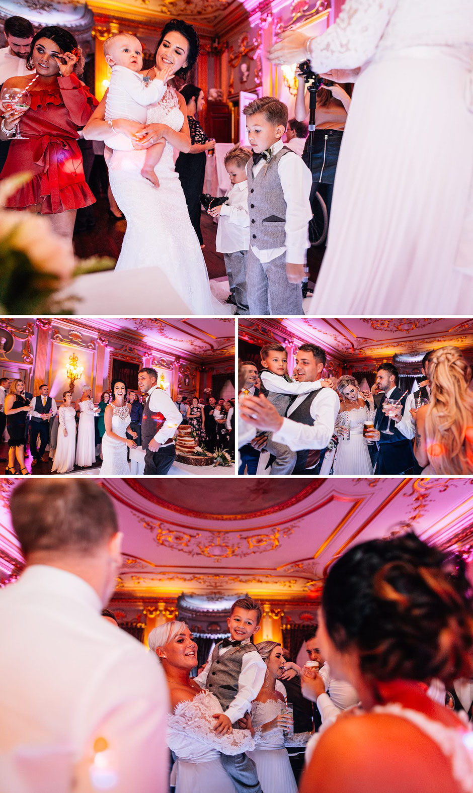 colourful photographs of a wedding reception at Knowsley hall