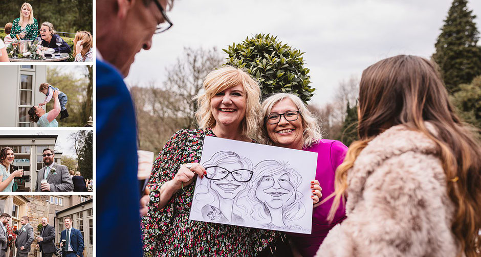 A collection of candid photographs during a wedding