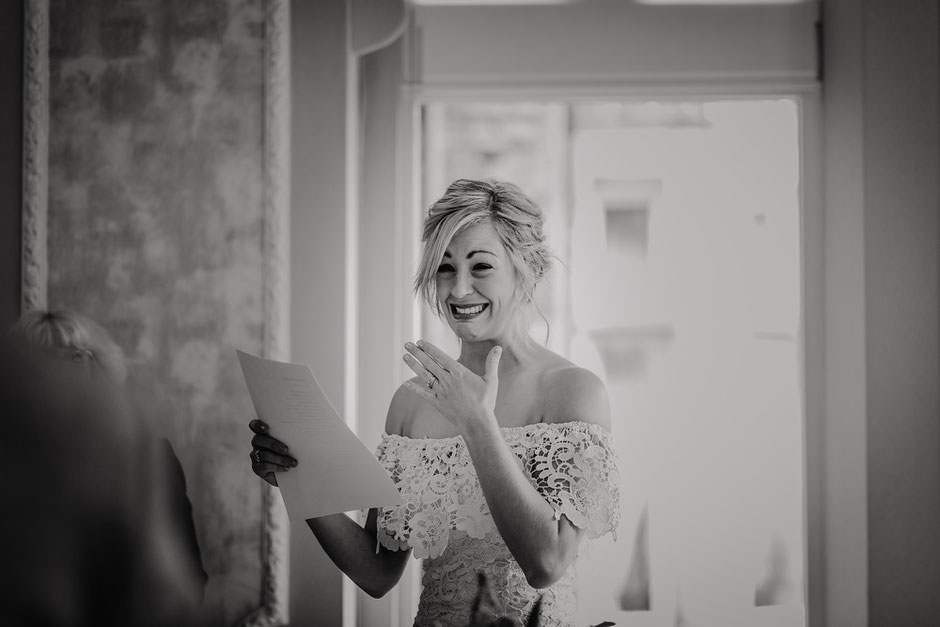 an emotional wedding guest during her reading at the wedding ceremony