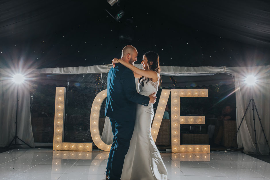 bride and groom during their first dance at soughton hall