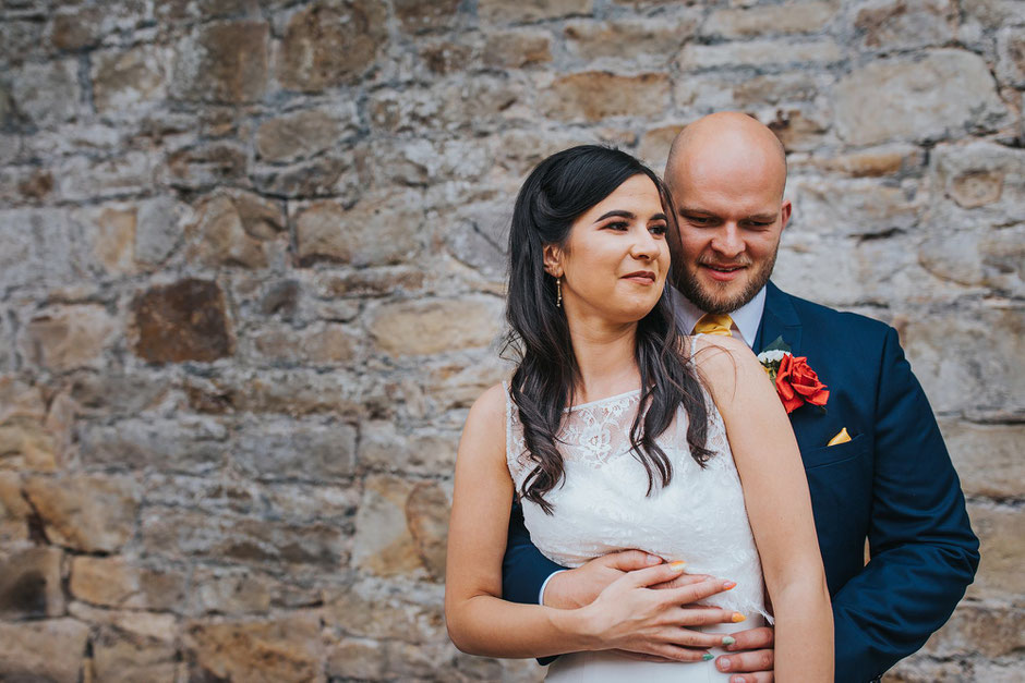 natural portrait of a bride and groom