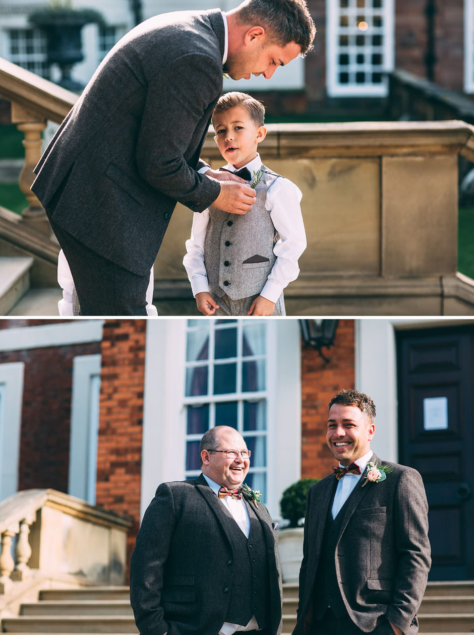 candid photographs of a men in tweed suits outside Knowsley hall