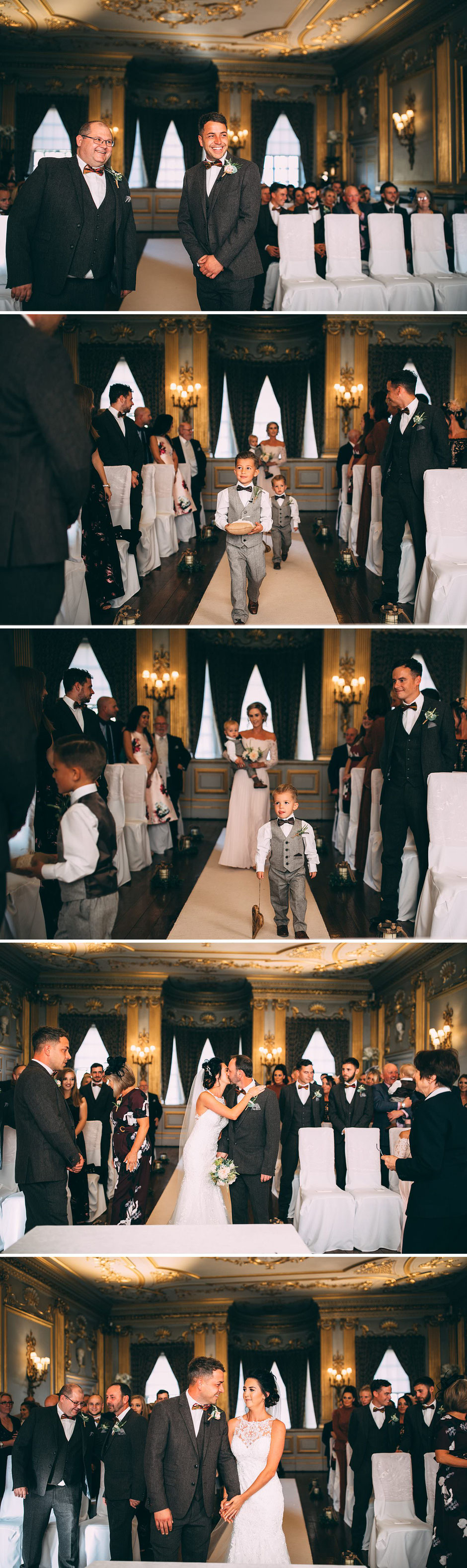 Candid photographs of a wedding ceremony at Knowsley hall
