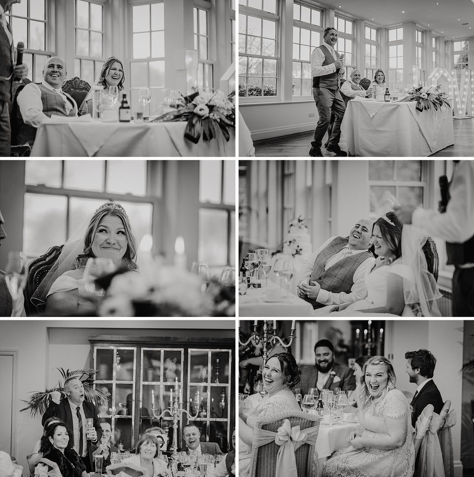a collection of black and white photographs taken at Mitton Hall during speeches