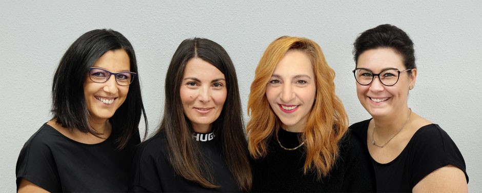 Birgit, Elena, Rebecca und Jessy – die freundlichen Profis im K[AA]2 Friseursalon in der Galgenbergstraße 8 in 73431 Aalen