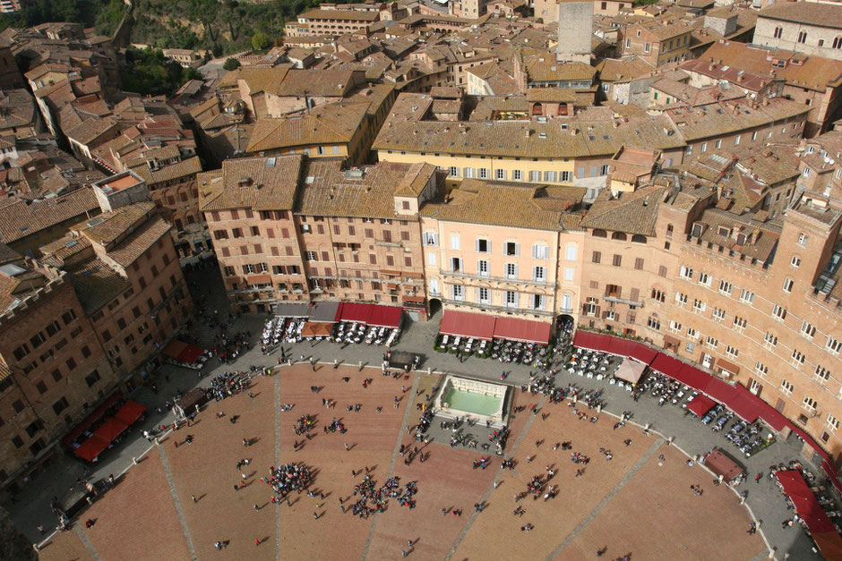 Blick von oben auf den Piazza del Campo in Siena ©My own Travel