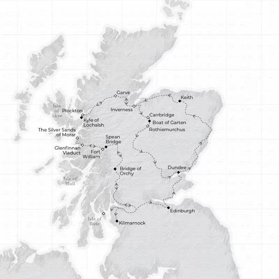 Royal Scotsman - Routenkarte ©Belmond