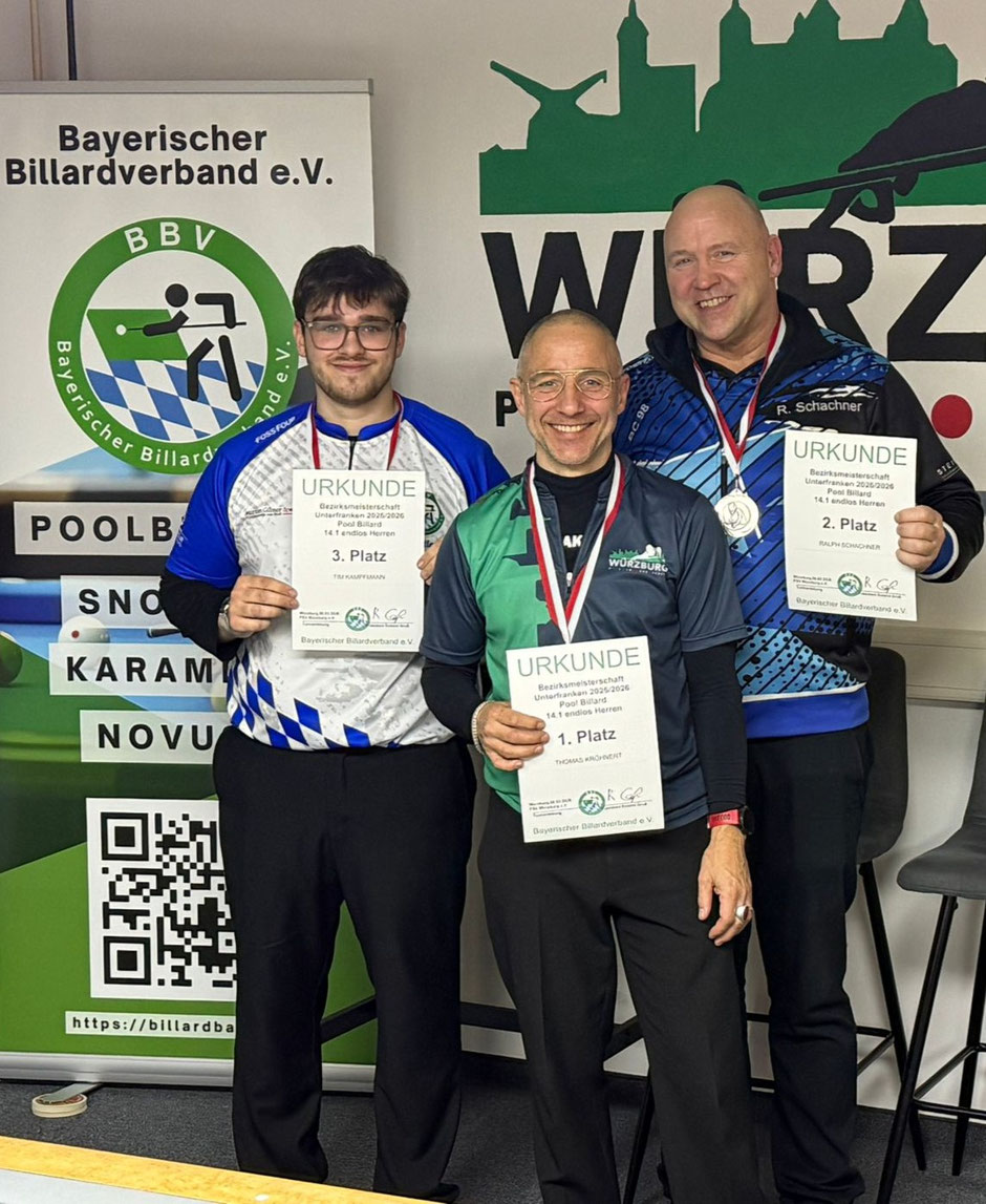 Siegertrio aus Unterfranken: Tim Kampfmann, Thomas Krönert, Ralph Schachner (v. l. n. r.)