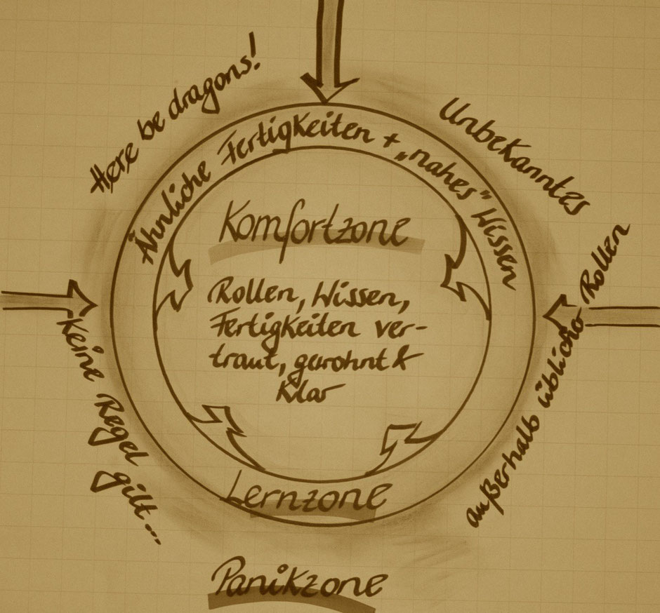 Grafik: Komfort-, Lern- und Panikzone