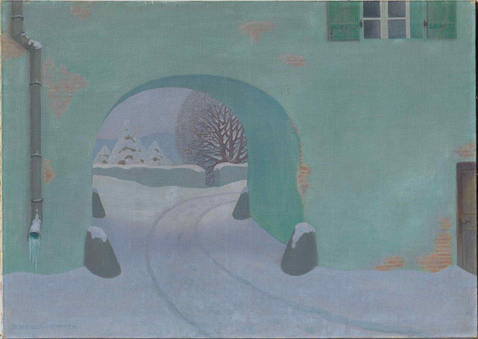 Joseph Anton Schneiderfranken (Bô Yin Râ), Wintertag, Finstertor in Goerlitz, Öl auf Leinwand, 75x106 cm, Görlitzer Sammlungen, Kulturhistorisches Museum, Kaisertrutz Görlitz