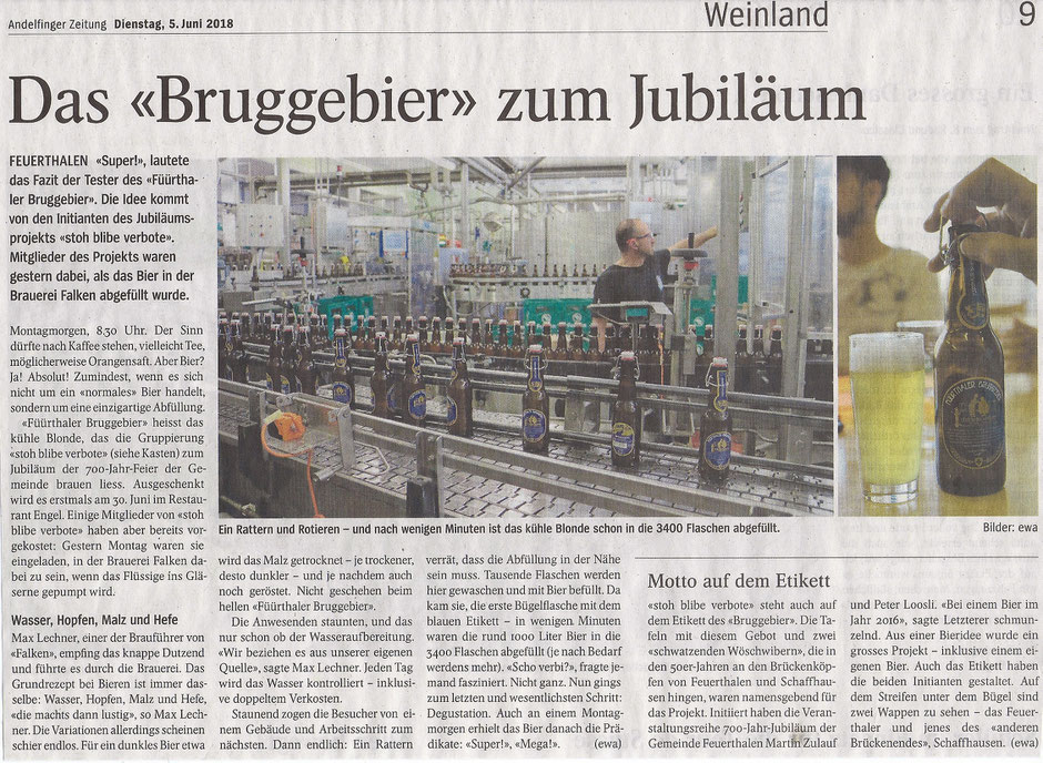 FÜÜRTHALER BRUGGEBIER, Abfüllung 04.06.2018