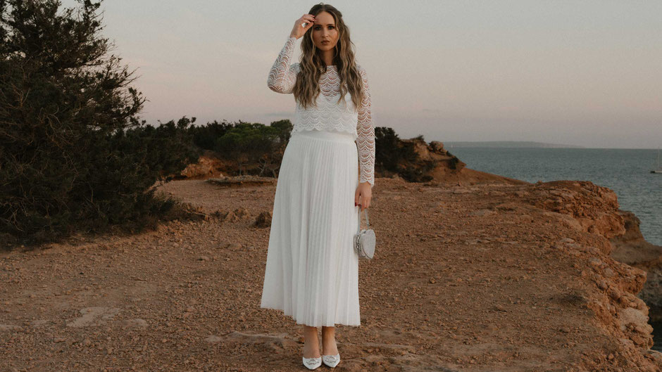 Mix & Match Brautkleid mit Spitzentop und Plissee Tüllrock – nachhaltige Brautmode von Constant Love