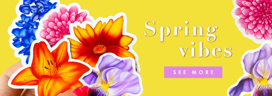 colorful spring vibes collection with flower illustration