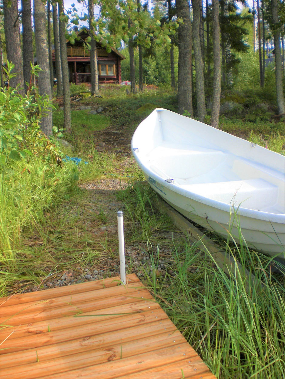 Boot Wald Blockhaus Finnland